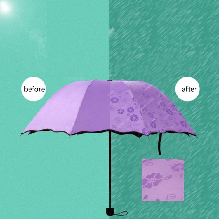 Blühender im Wasser Regenschirm 3-fach faltbare Sonnenschirme Tragbare Sonnenschirme für Reisen und Outdoor-Aktivitäten Damengeschenk