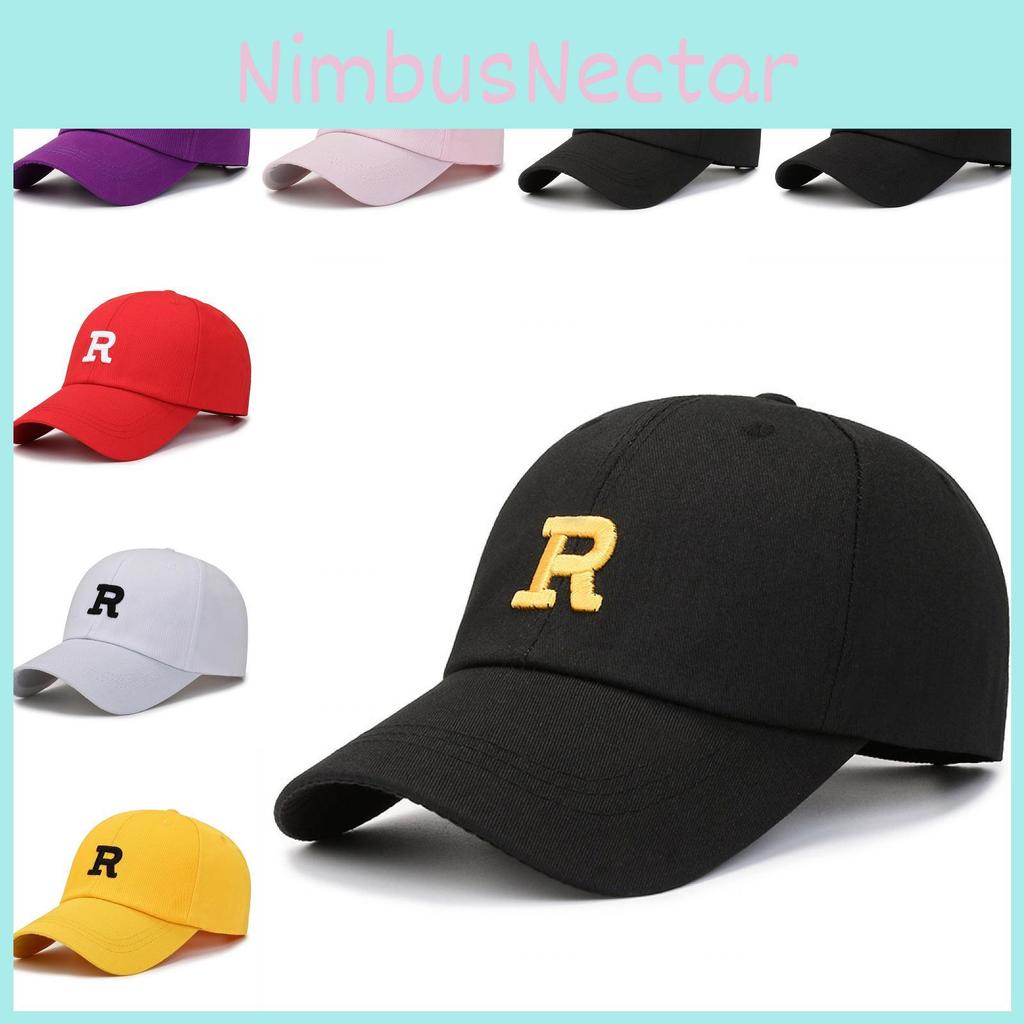 R Embroidery Letter Baseball Hat Outdoor Sun Protection Breathable Cap Peaked