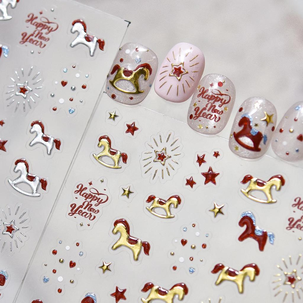 Tomoni Retro Pink Jin Ma Hot Stamping Nail Stickers - Light Luxury Style.