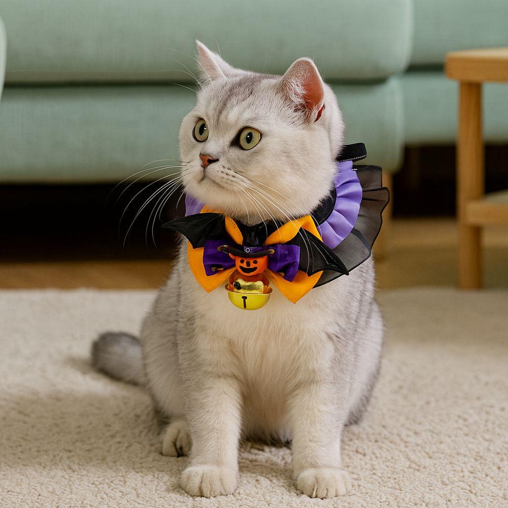 Soft Puppy Bat Bow Tie Lace Cat Cosplay Bow Tie Dog Pumpkin Bow Collar for Cats and Dogs