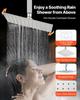 Shower Faucet Set, 305 mm Thermostatic Ceiling Mount Rainfall Shower System with 152 mm Wall Mount Head and 2 in 1 Handheld Spray, 3-Function Dual