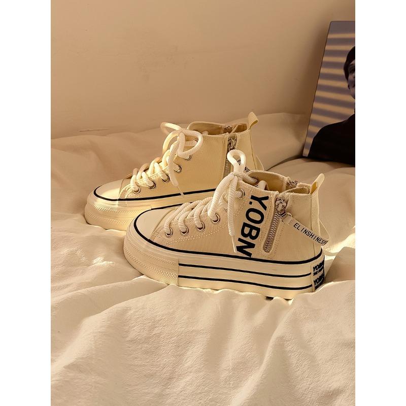 Retro High-top Canvas Shoes Female Students Platform Casual White Shoes Niche Design Versatile Shoes