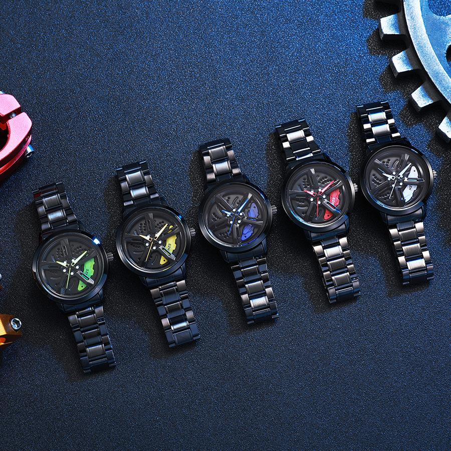 Sports Car Wheel Hub Rotatable Watch Men'S Wheel Quartz Watch Fashion Trendy Men'S Watch
