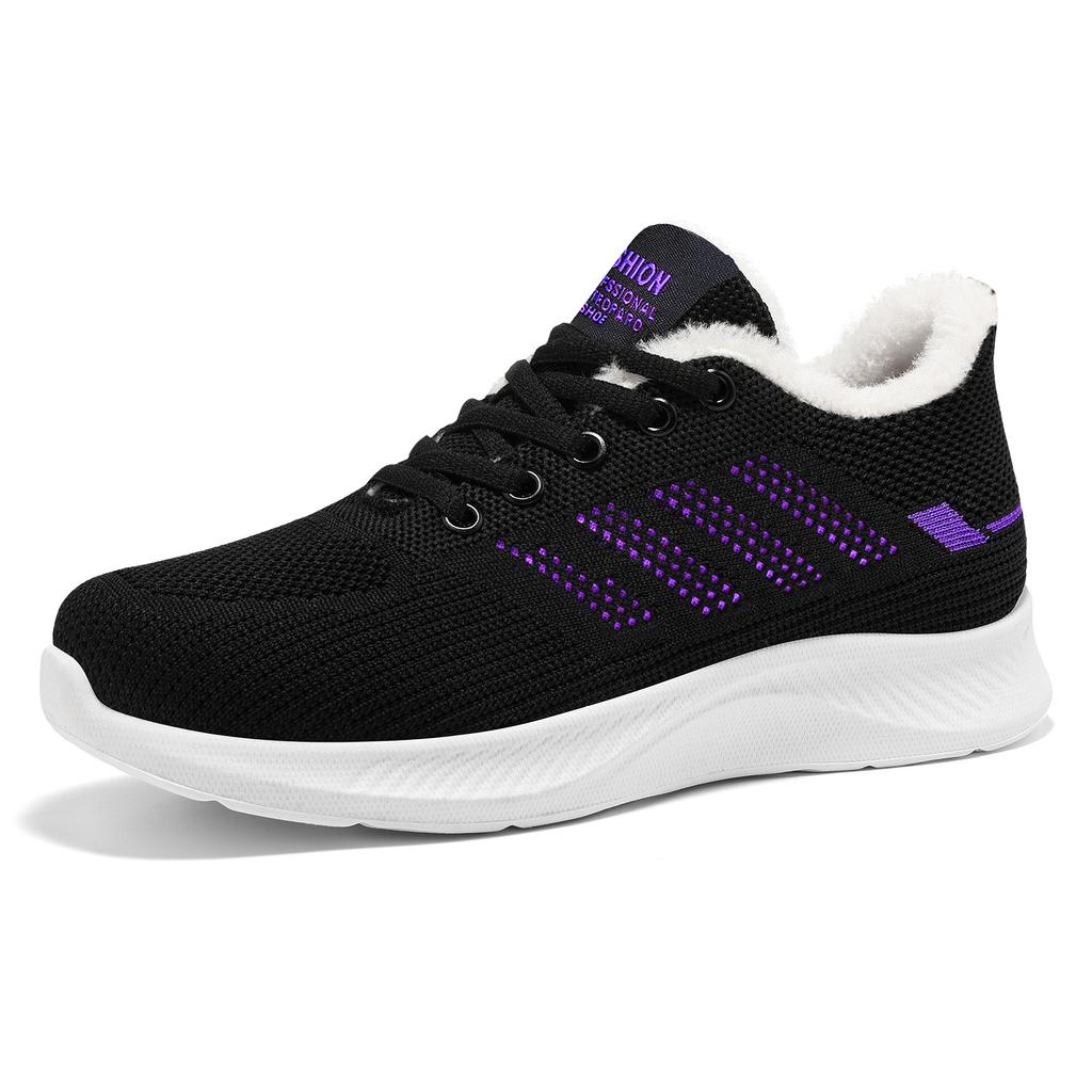 Women Winter Sneakers Short Plush Warm Casual Running Shoes Anti-Slip Lightweight Outdoor Lace-up Walking Shoes