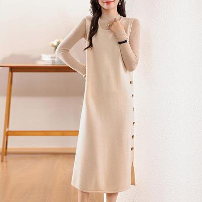 Women's Cashmere Dress 30% Cashmere 70% Wool Autumn and Winter Cashmere Skirt Soft and Warm
