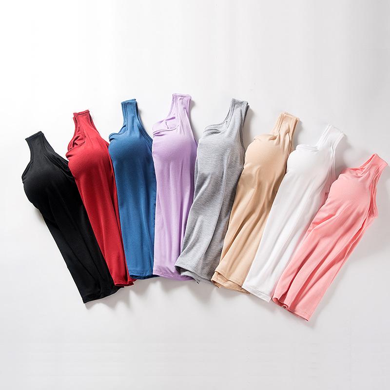 Modal met borstkussentje, bandjes, verbeterde cups all-in-one grote maat yoga ondershirt, damesvest.