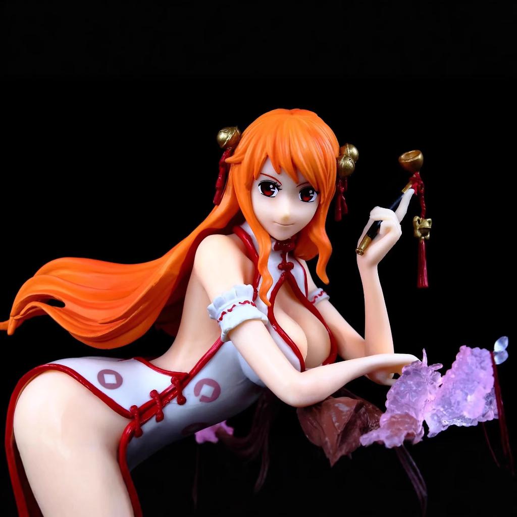 Anime One Piece 26cm Sexy Girl Cheongsam Nami Gk Figure Model Statue Doll Boys Collection Desktop Decoration Toys Gifts