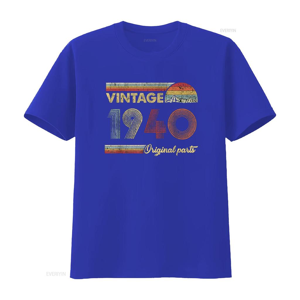 Retro Original Parts 80th Vintage 1940 Birthday T Shirt vintage Washed Stretched graphic streetwear Top For Everyday Wear
