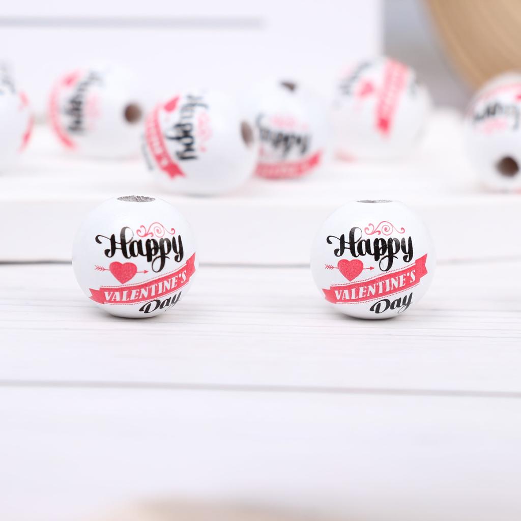 Valentine'S Day Love Wooden Beads Home Decoration Colorful Wooden Beads Wreath Accessories Diy Fringed Hemp Rope Wooden Beads String
