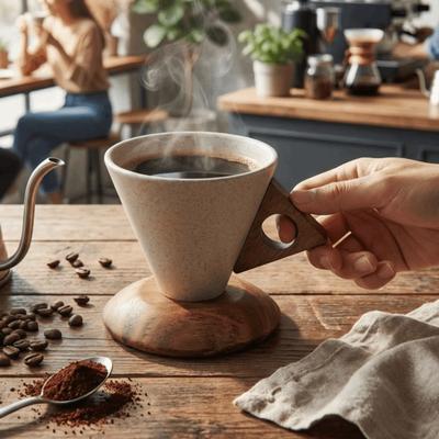Triangular Cone Ceramic Coffee Cup Vintage Style Stoneware Cup Funny Espresso Cup  Home Office
