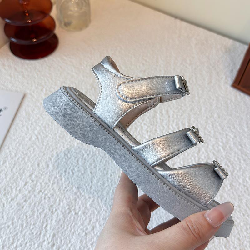 New Arrival Fashion Summer Kids Outwear Shoes Rhinestones Bow Princess Baby Girls Sandals