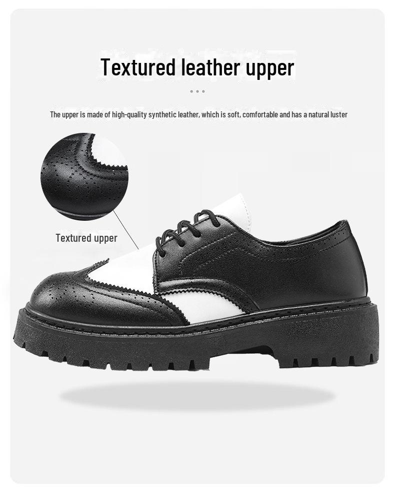 Herren Casual Britischer Stil Colorblock Lederschuhe mit dicker Sohle und Höhenerhöhung