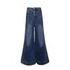 Spring 2025 Women's Blue High-Waisted Wide-Leg Jeans, Loose Slimming Fit, Flared & Floor-Length