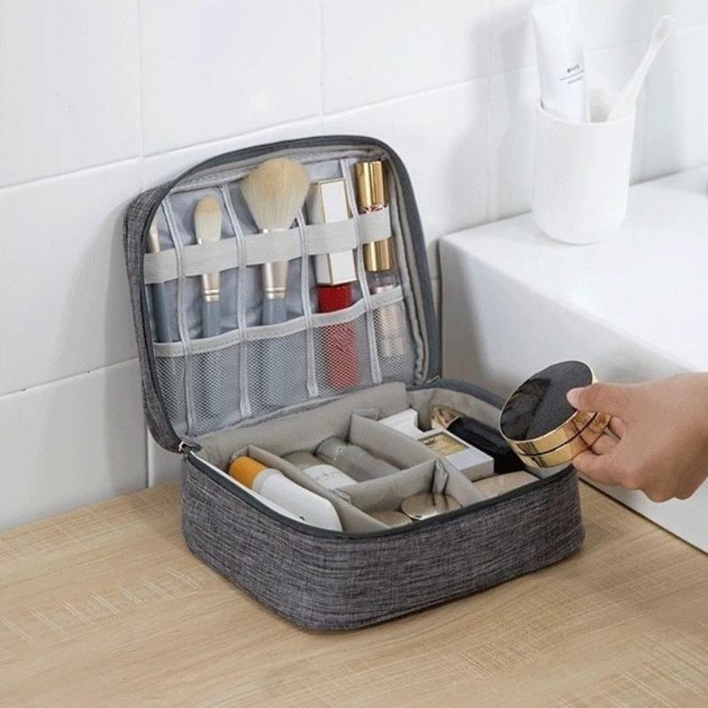 Travel Portable Solid Color Makeup Bag Large Capacity Cosmetic Toiletry Organizer