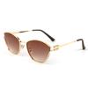 Light luxury cat eye metal frame sunglasses women's fashion versatile hollow old money wind anti-ultraviolet sunglasses men's trend