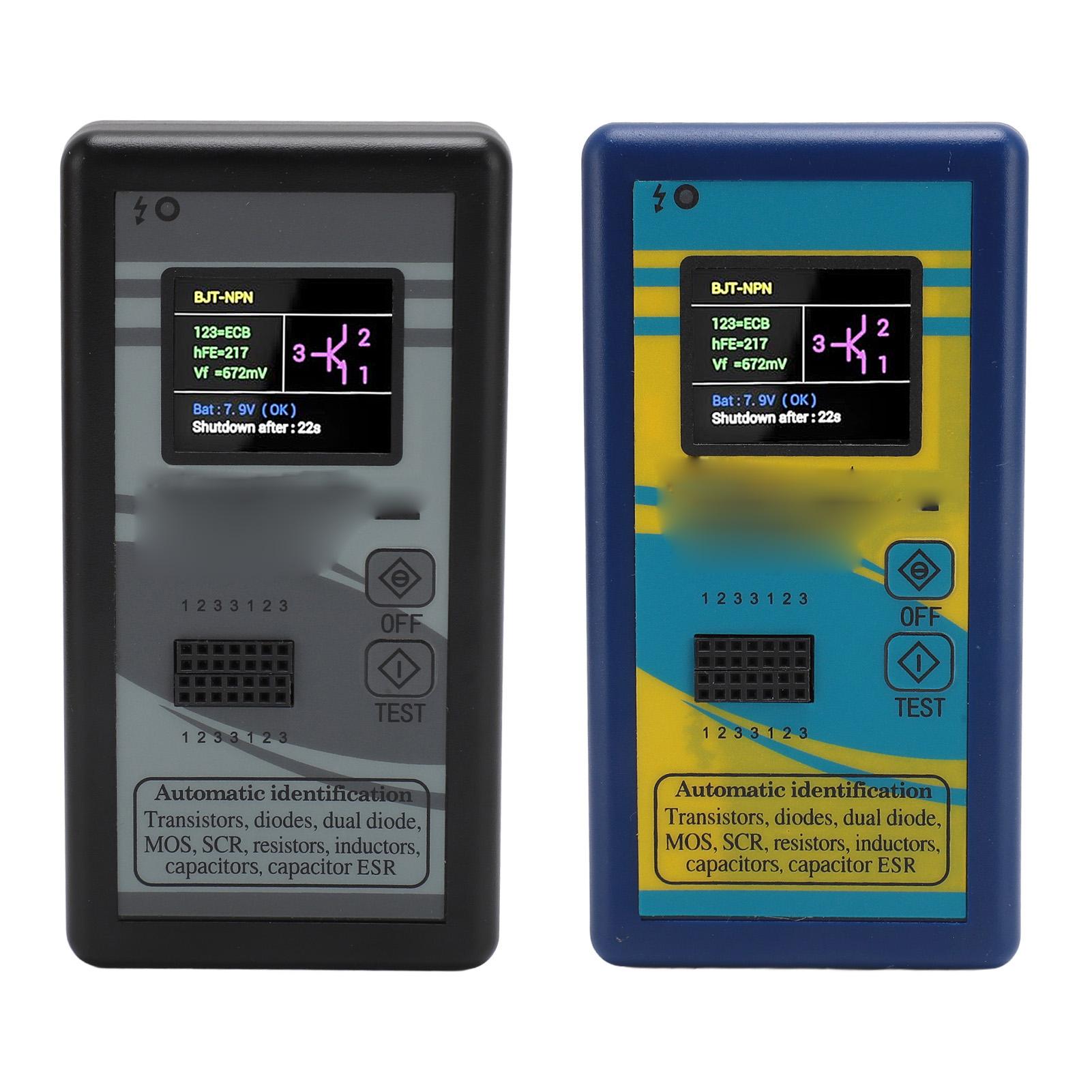 

Тестер транзисторов 1,8-дюймовый цветной экран NPN PNP Автоматическая идентификация Mosfet Автоматическая проверка для Black