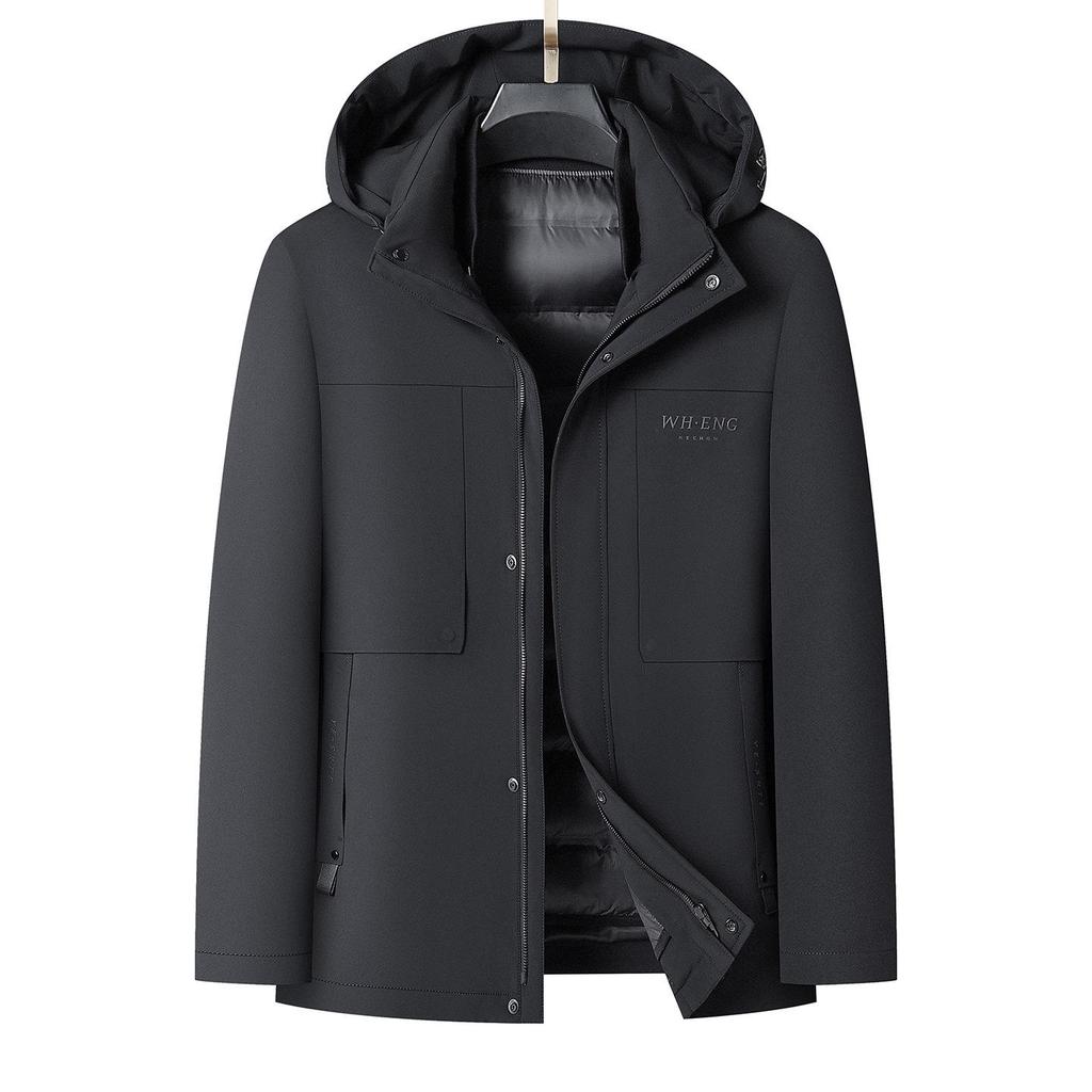 Men's 2025 Winter Removable Liner Down Jacket: Thick Warm White Duck Down Business Casual Coat