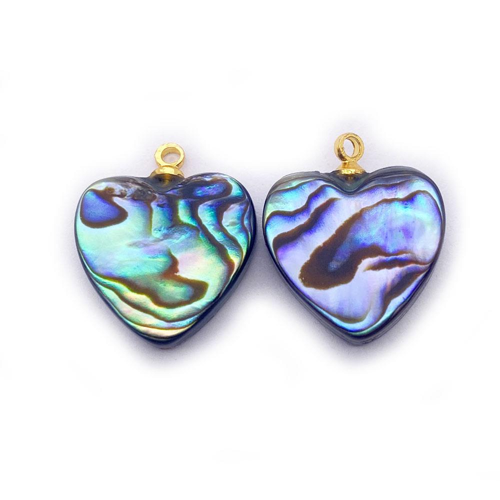 Heart-Shaped Natural Abalone Shell Bezel Pendant for DIY Necklaces