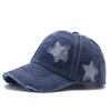 European and American Tide Pure Cotton Washed Ponytail Hole Five Pointed Star Baseball Cap Fashion Ponytail Hole Curved Brim Cap