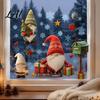 Reusable Static Decals Christmas Gnome Window Cling Waterproof Snowflake Glass Decal PVC Faceless Dwarf Sticker for Holiday Decoration Festive