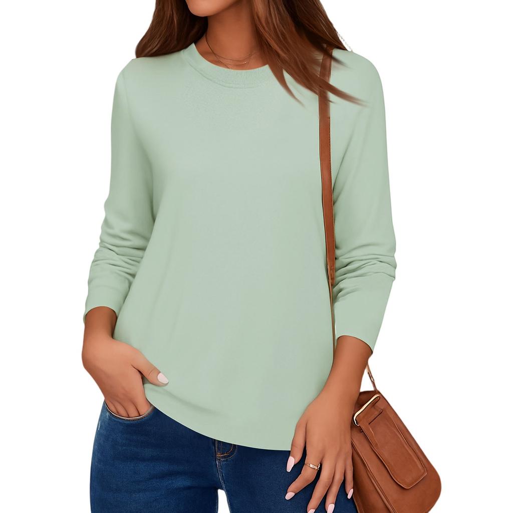 Women Top Long Sleeve T-Shirts Blouses O Neck Fit Top Spring Fashion Tunic Basic Tops