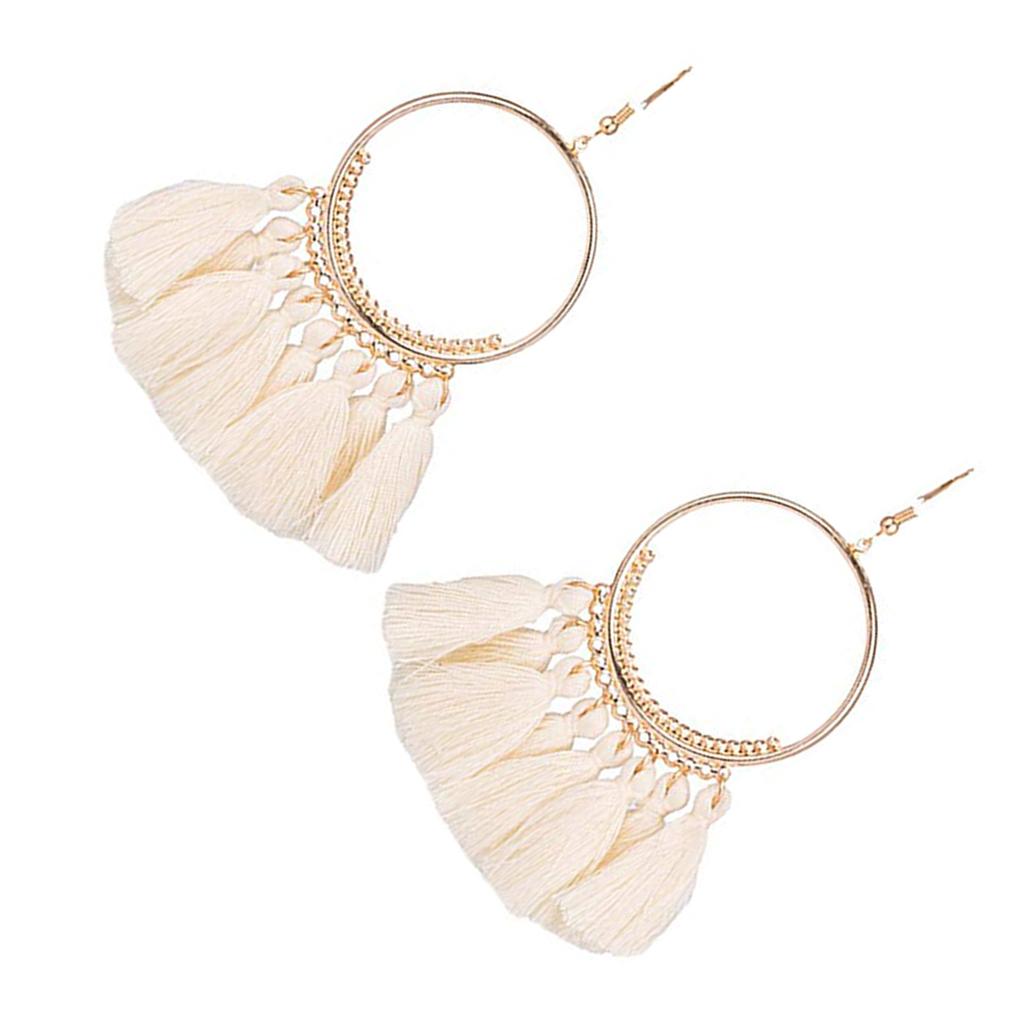 Colorful Round Hoop Allergy Free Earring Bohemia Style Colorful Thread Tassel Pendants Earring