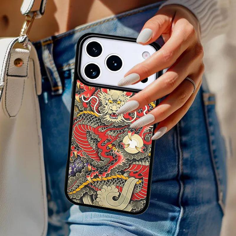 Ancient Japanese Dragon Phone Case For iPhone 17 Air 14 15 13 12 Max Cover For Apple 14 15 16 16e 11 Pro Max Plus Coque
