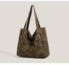 Leopard Print Canvas Shoulder Bag for Women - 2025 Trendy Large Capacity Tote