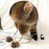 Raccoon Plush Hat with Ears Tail Design Windproof Thickened Winter Warm Plush Ear Protection Hat for Kid Adult