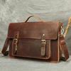 European American Retro Men's Crazy Horse Leather Handbag Top Layer Cowhide High-end Small Square Bag Crossbody Messenger