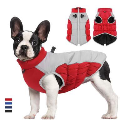Reflective Dog Winter Coat 2-Legged High Collar Snow Protection Adjustable Neck Smooth Zipper Dog Jacket