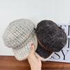 Autumn and Winter New Plush Plaid Temperament Fashionable Warm Octagonal Hat Women's Literary and Artistic Face Newsboy Hat