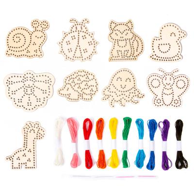 Wooden Lacing Toys Montessori Sensory Toys Sewing Cards Lacing Playing Game for Kid Preschool Learning Activity Fine Motor Skill