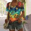 Camisetas Vintage Tie Dye de Verano Estampado 3D Moda Mujer Cuello en V Manga Corta Camiseta Y2K Camisetas Casuales Harajuku Tops Ropa Femenina
