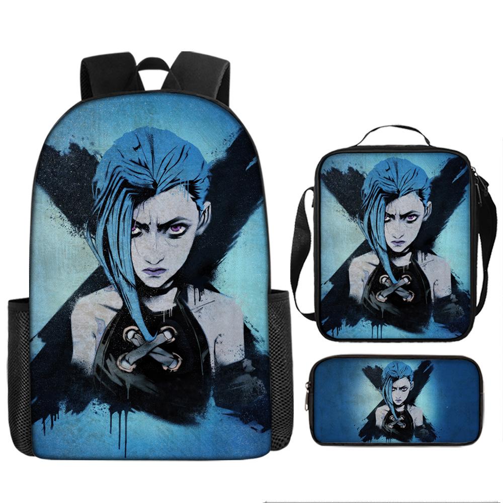 Battle of the Twin Cities Arcane Children's School Bag Pencil Case Backpack Elementary School Cartoon Backpack Three-piece Set