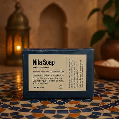 MS MAGIC SECRET Marokkanische Nila Seife - Aufhellender Körperseifenriegel | Natürliches Indigo-Pulver Hammam Hautpflege | Tiefenreinigung, Peeling & Glanzfördernd