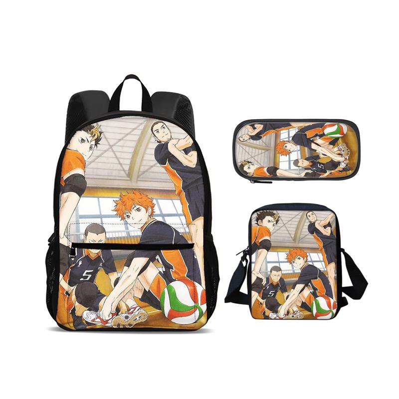 Haikyuu backpack pencil case shoulder bag 3Pcs Set printed new large capacity student boy and girl best birthday gift for school