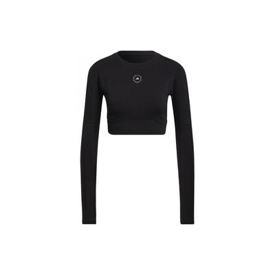 Logo-Print Kurzarm Rundhals T-Shirt Damen Tops Schwarz HB6074