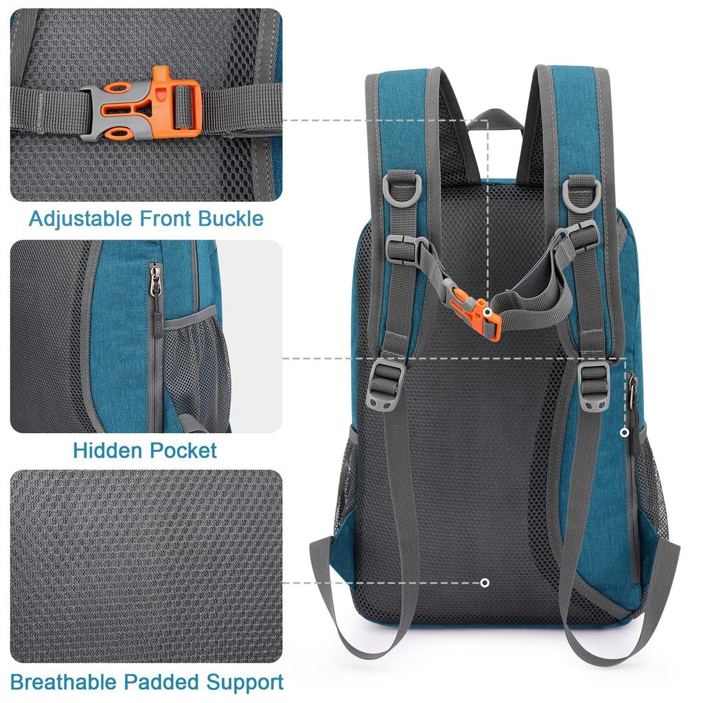 16 RFID for Women [G4Free] Backpack, L, Protection, Compact, Durable, Lightweight, Waterproof, Commuting, School, Hiking, Travel, Outdoors, Men, (Teal