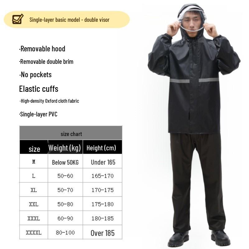 Thickened Full-Body Stormproof Raincoat and Pants - Reflective, Lengthened Set for Cycling and Riding