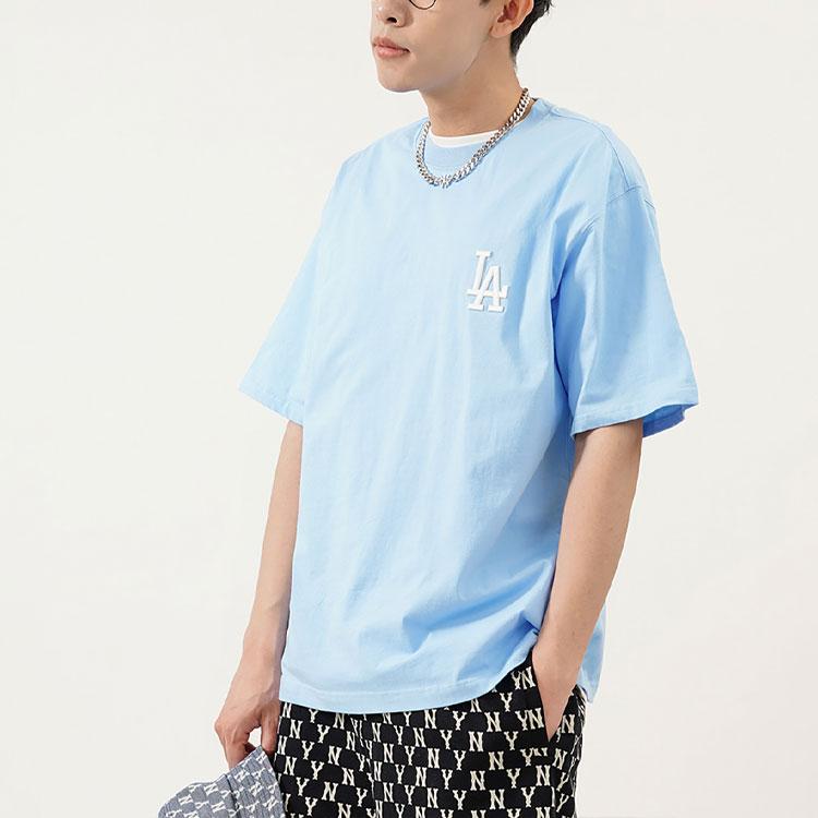 New MLB Drop Shoulder Sleeve T Shirt Unisex Light Blue 3ATSE1223-07BLL