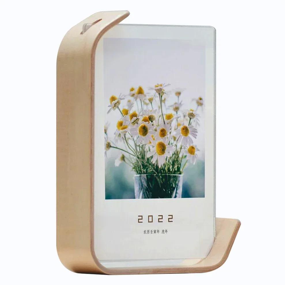 1PC Creative Acrylic Wooden Photo 10X15cm 14X21cm Frame Calendar Double-sided Frame Photo Frames for Wedding Party Picture Frame (as the picture,10X15cm 6inch)
