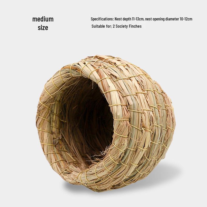 Hand-Woven Straw Nest for Small Birds: Parrot, Budgie, Conure, Finch