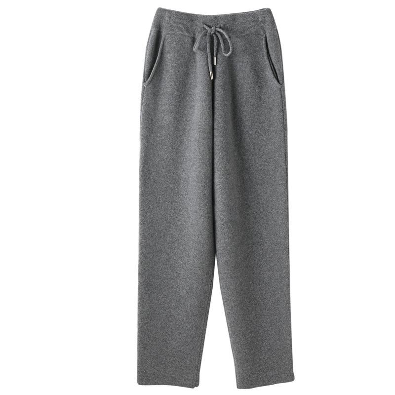 High-Waisted Wool Knit Slim-Fit Harem Pants for Women