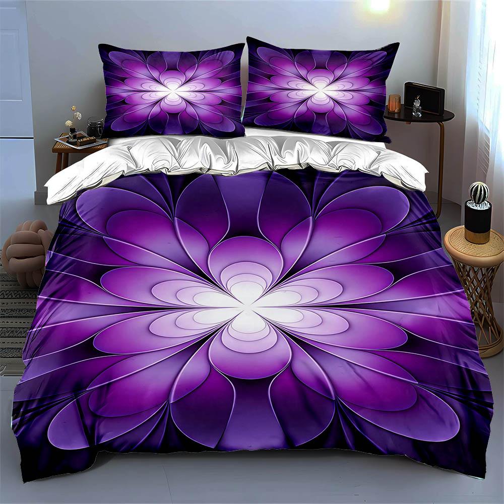 Purple, floral, abstract Bedding Duvet cover sets Duvet covers Pillowcases gifts (1 * Duvet Cover 2 * Pillowcases, without duvet insert)