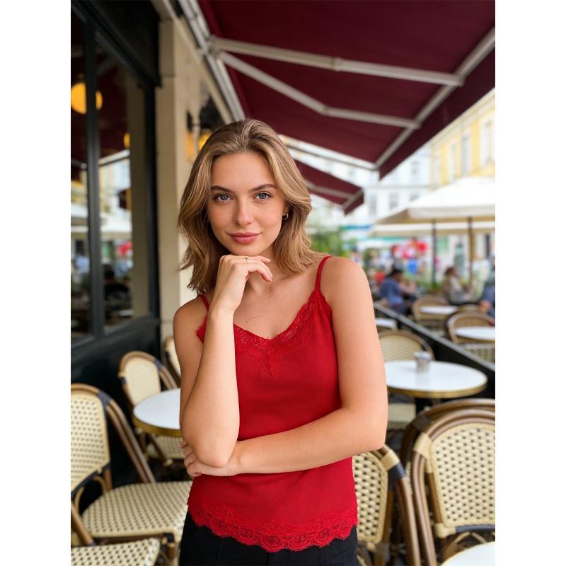 Sexy Lace Patchwork European Style Slim Fit Inner Camisole Tank Top For Women