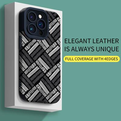 Vertical Grain Leather Shell Green 3D Printed Patterned Soft Silicone Phone Case Back Cover with Camera Lens Full Protection for iPhone