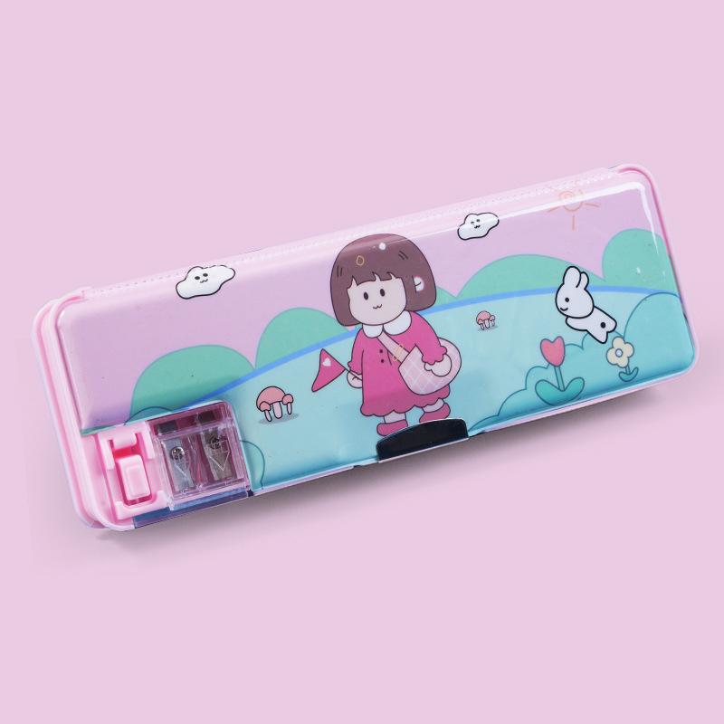 Multifunktionale Stiftebox für Mädchen Süßes Mäppchen Mäppchen mit Anspitzer Cartoon Stiftetasche Geschenke