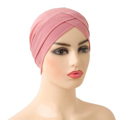 H117 Turban Musulmano a Incrocio sulla Fronte Colore Unico Elastico Hijab Interno Per Berretti Pronto da Indossare Foulard da Donna Sotto Cappuccio