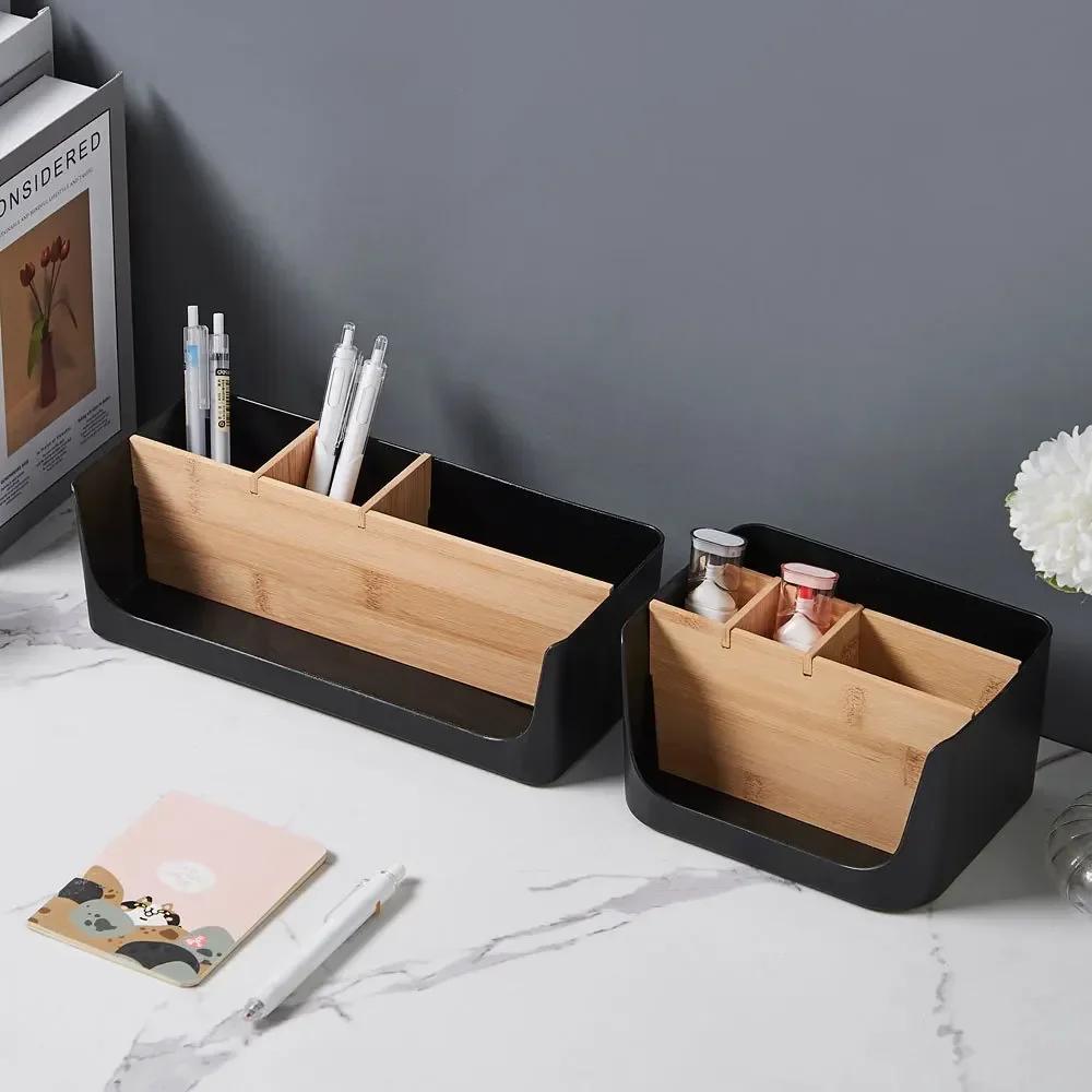Wooden Remote Control Storage Box Stationery Storage Box Glasses Watch Organizing Storage Holder Household Organization
